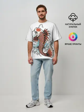Мужская футболка оверсайз / Карп Кои