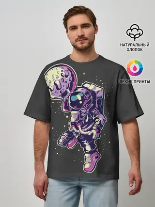 Мужская футболка оверсайз / Космонавт Баскетболист