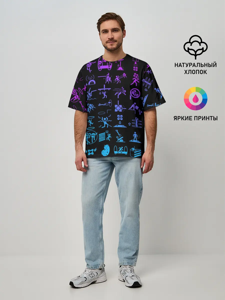 Мужская футболка оверсайз / Portal icons