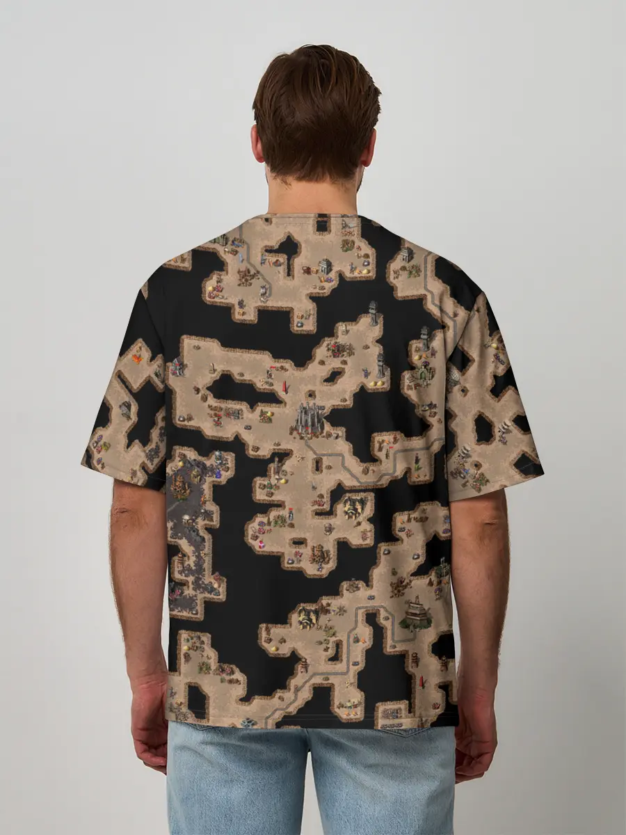 Мужская футболка оверсайз / Heroes III Dungeon Map