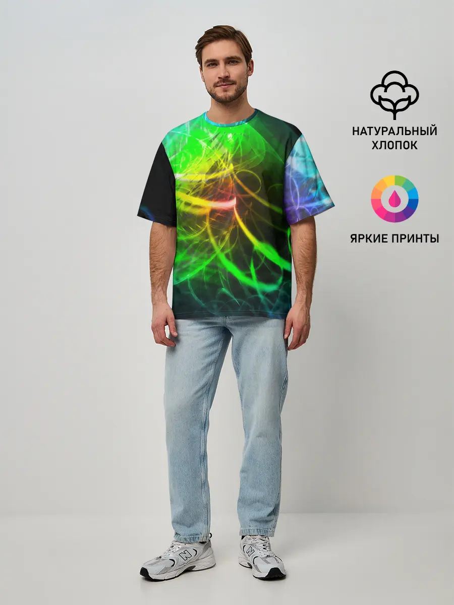 Мужская футболка оверсайз / ЗЕЛЕНЫЙ НЕОН