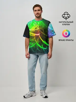 Мужская футболка оверсайз / ЗЕЛЕНЫЙ НЕОН