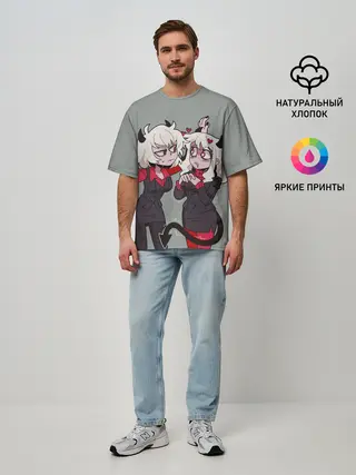 Мужская футболка оверсайз / Здрада разговаривает Helltaker