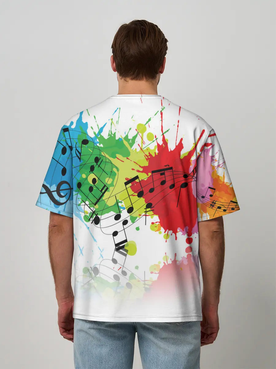 Мужская футболка оверсайз / Ноты color
