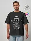 Мужская футболка оверсайз / Eat Sleep Valheim Repeat