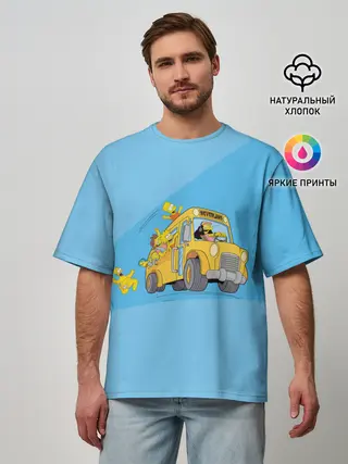 Мужская футболка оверсайз / Автобус в Неверленд