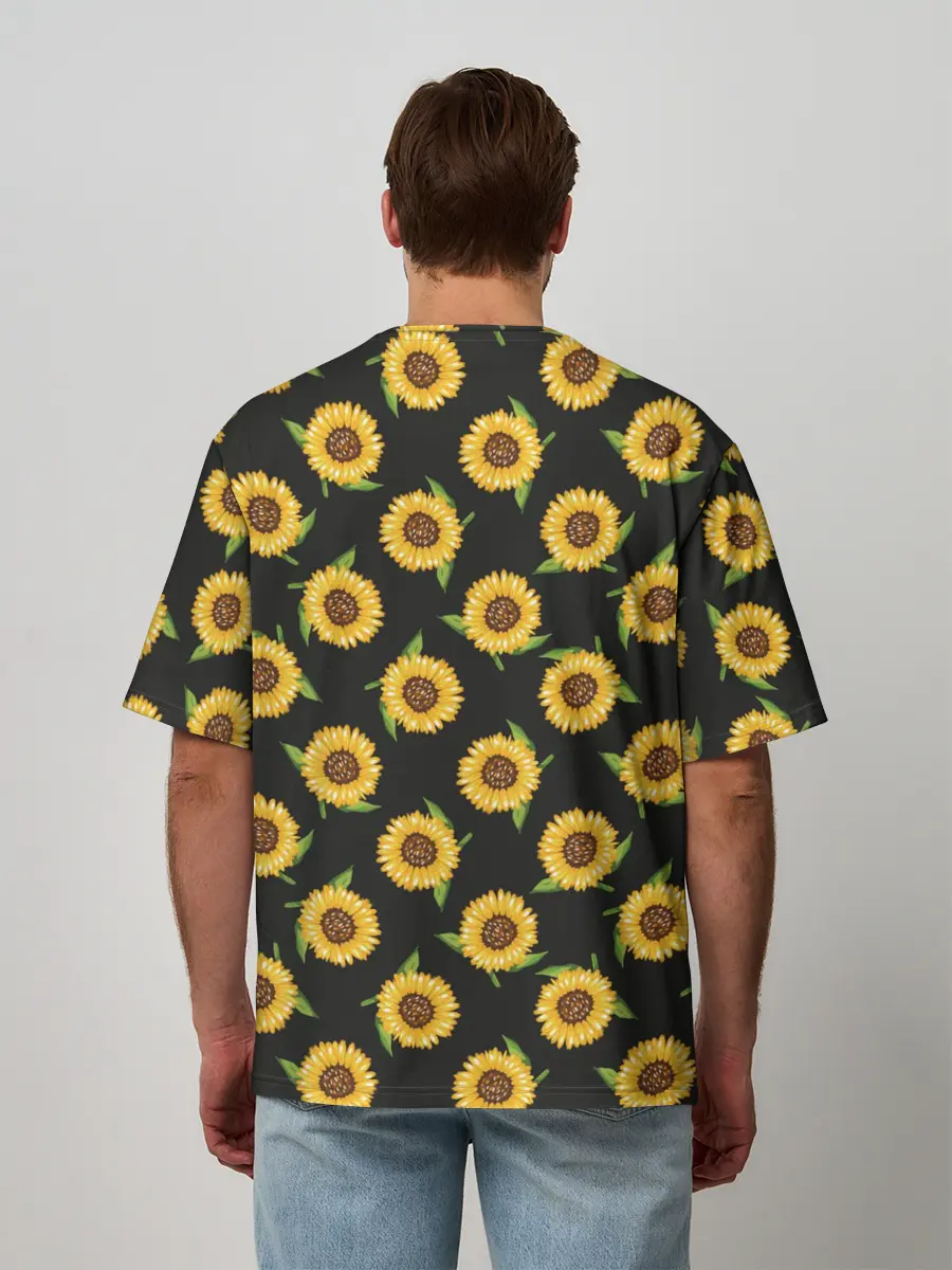 Мужская футболка оверсайз / Подсолнухи паттерн