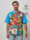 Мужская футболка оверсайз / куча мала One Piece