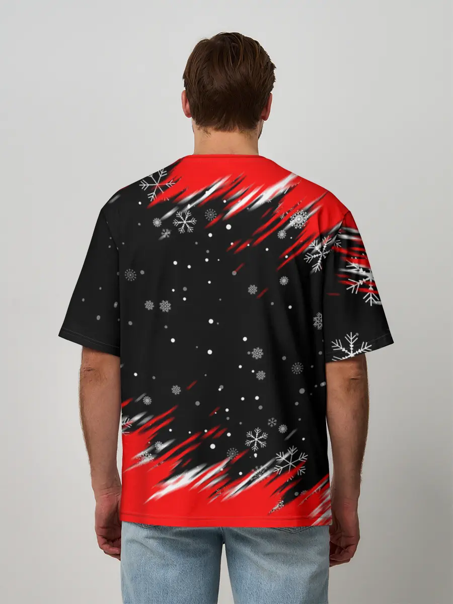 Мужская футболка оверсайз / HAZBIN HOTEL НОВОГОДНИЙ.