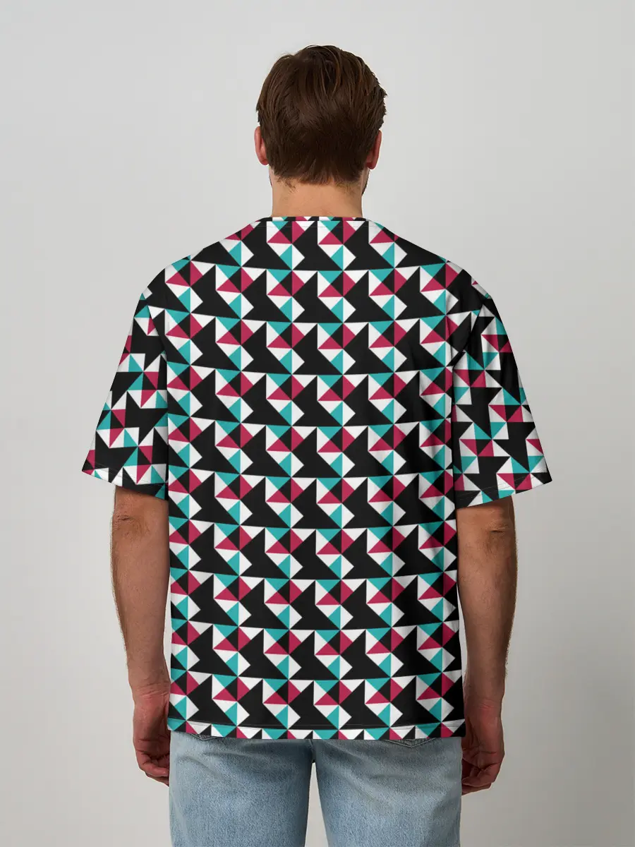 Мужская футболка оверсайз / Красно-черный абстрактный узор