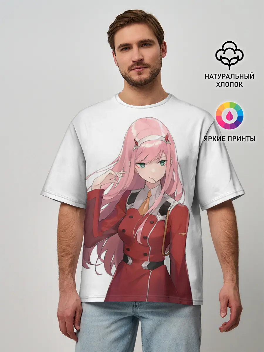 Мужская футболка оверсайз / ноль два волосы