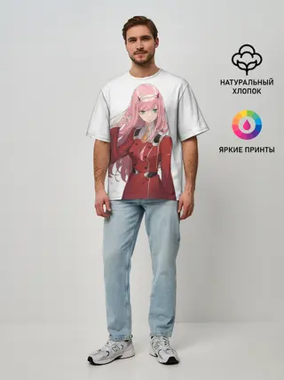 Мужская футболка оверсайз / ноль два волосы