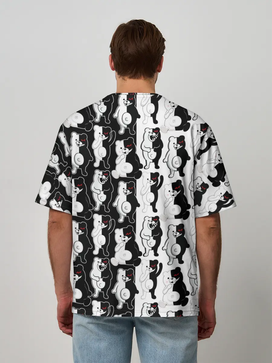 Мужская футболка оверсайз / MONOKUMA / МОНОКУМА ПАТТЕРН