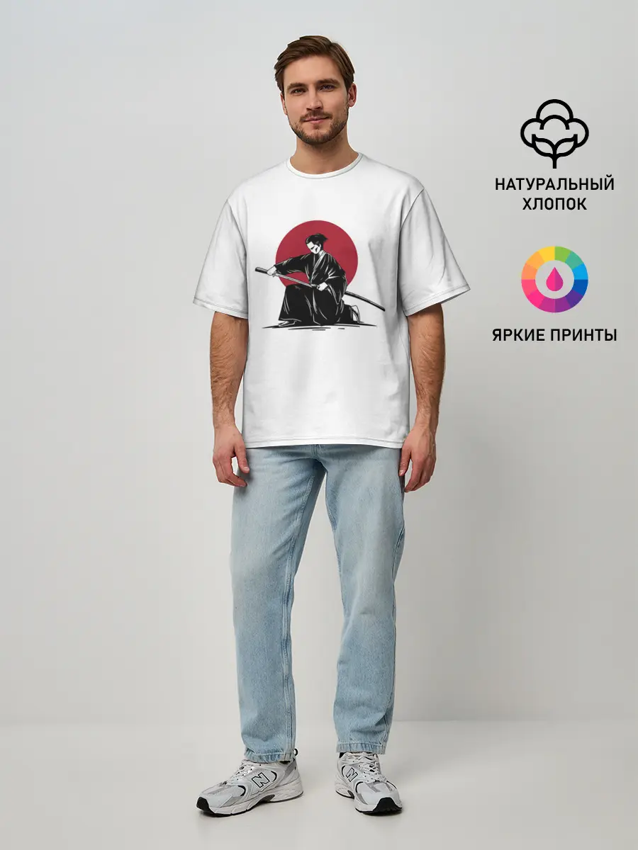 Мужская футболка оверсайз / ЯПОНСКИЙ САМУРАЙ | SAMURAI IN THE SUN