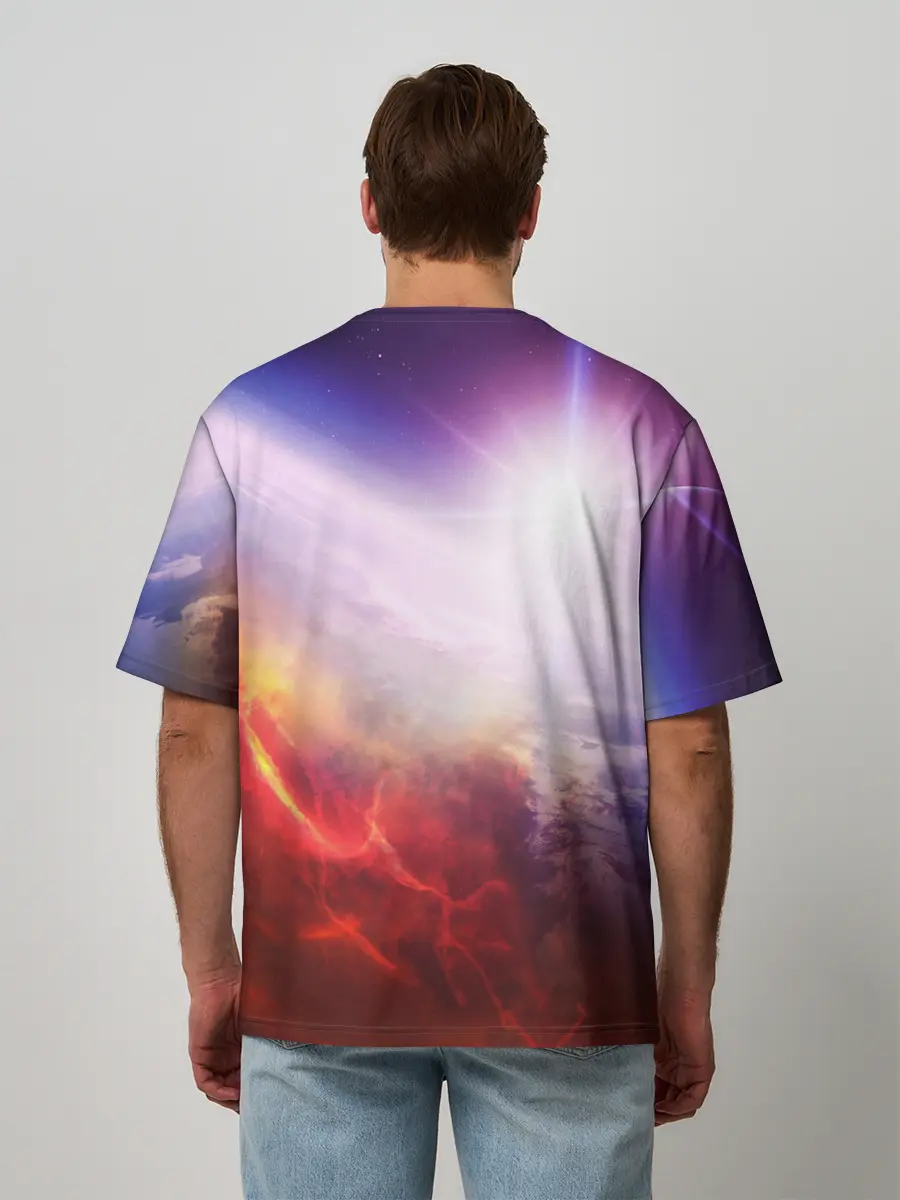 Мужская футболка оверсайз / Звезды в неоне