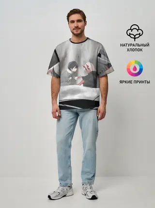 Мужская футболка оверсайз / ноль два перевертыш