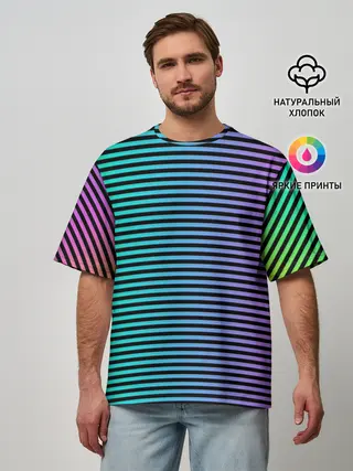 Мужская футболка оверсайз / В ЦВЕТНУЮ ПОЛОСКУ