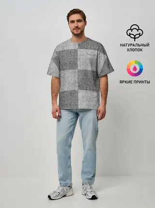 Мужская футболка оверсайз / Denim Patchwork