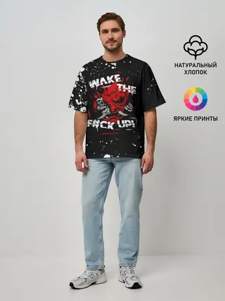 Мужская футболка оверсайз / WAKE THE F#CK UP!