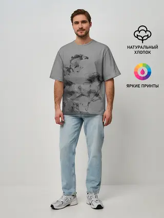 Мужская футболка оверсайз / кони