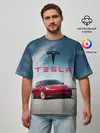 Мужская футболка оверсайз / Tesla Model 3