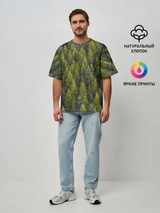 Мужская футболка оверсайз / лес вечный