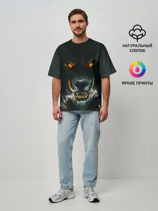 Мужская футболка оверсайз / ДИКИЙ ВОЛК