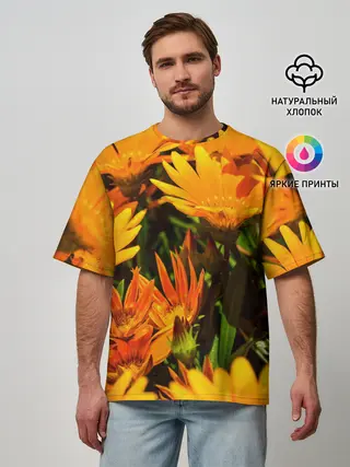 Мужская футболка оверсайз / Желтый цвет весны