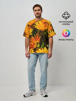 Мужская футболка оверсайз / Желтый цвет весны