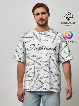 Мужская футболка оверсайз / Nightwish Songs / Найтвиш песни