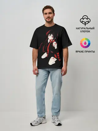 Мужская футболка оверсайз / Убийца Акаме на черном фоне