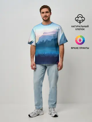 Мужская футболка оверсайз / Рассвет