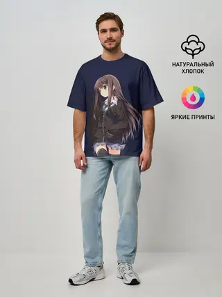 Мужская футболка оверсайз / Школьная Тян