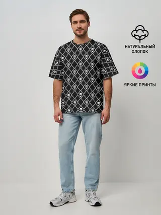 Мужская футболка оверсайз / KILLER QUEEN белый паттерн