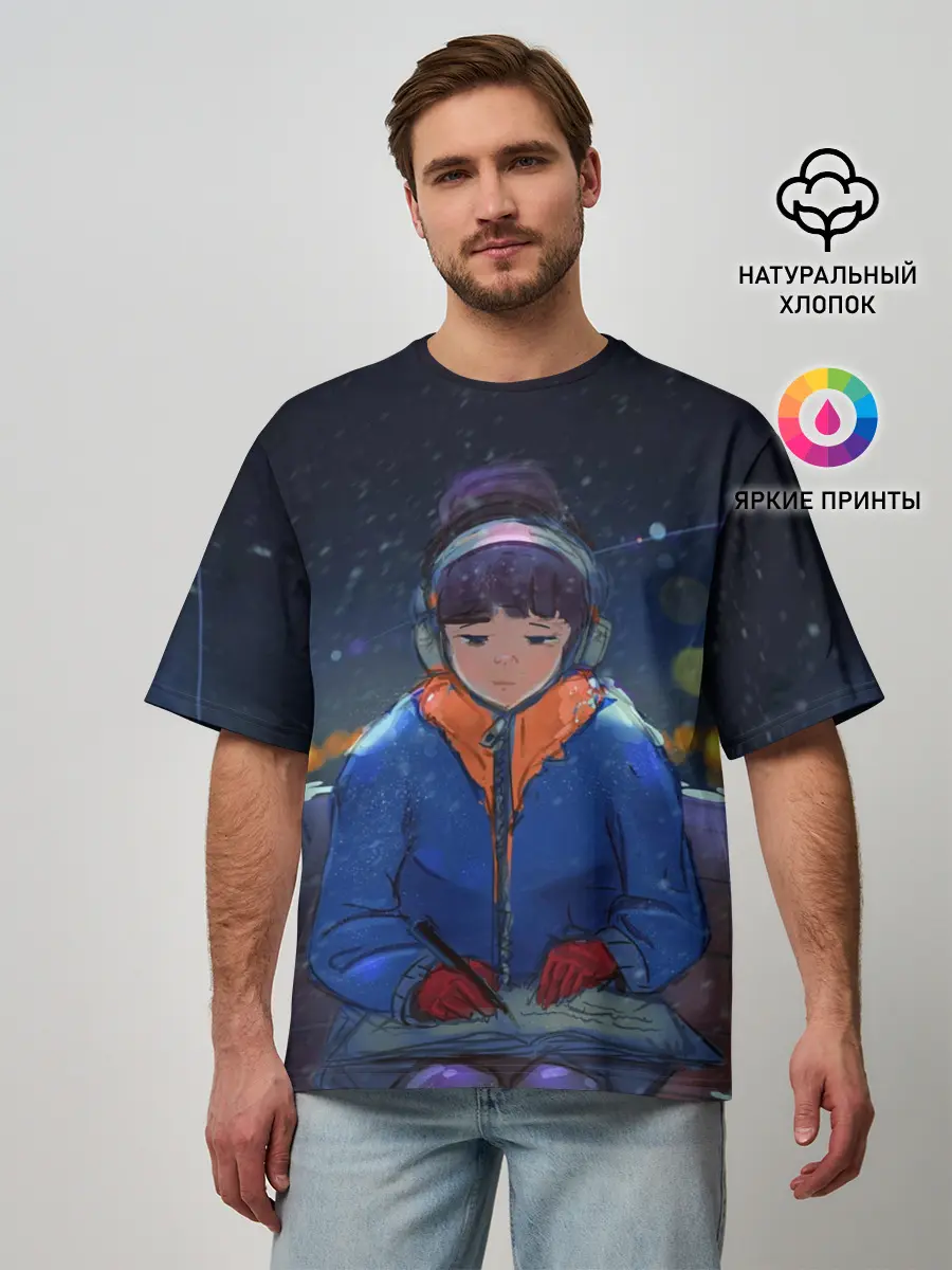 Мужская футболка оверсайз / Зима