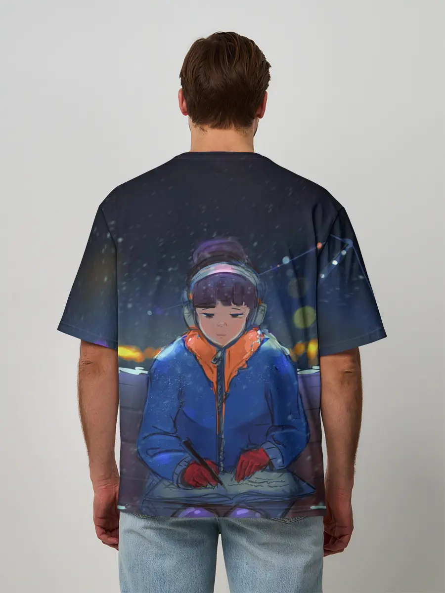 Мужская футболка оверсайз / Зима