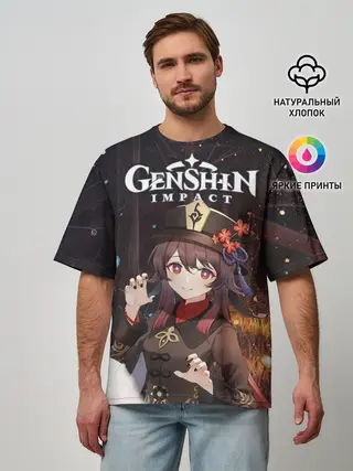 Мужская футболка оверсайз / Hu Tao