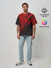 Мужская футболка оверсайз / Красное чёрное 3D