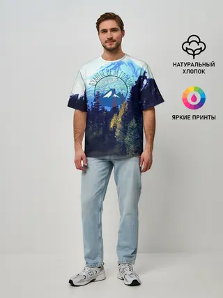 Мужская футболка оверсайз / лес