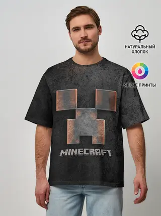 Мужская футболка оверсайз / MINECRAFT TEXTURE IRON