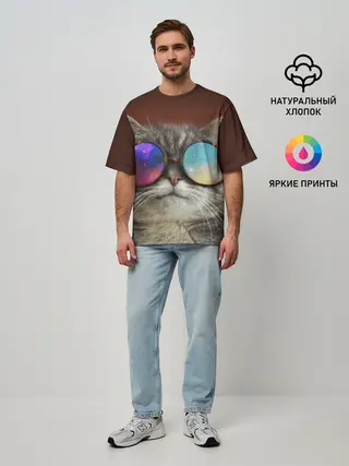 Мужская футболка оверсайз / котейки