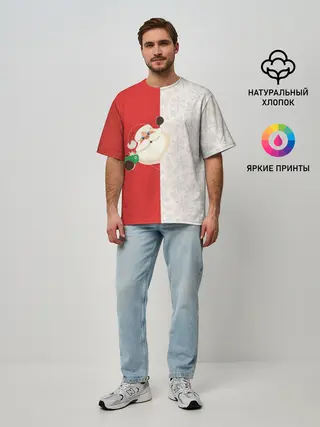 Мужская футболка оверсайз / Дед Мороз