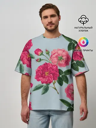 Мужская футболка оверсайз / Чайная роза