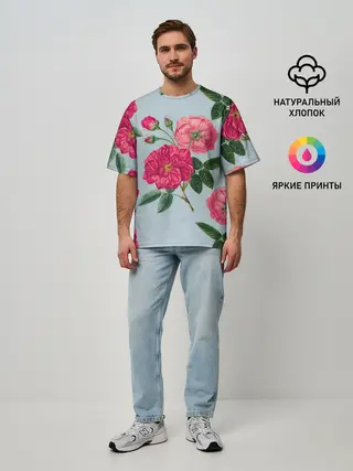 Мужская футболка оверсайз / Чайная роза