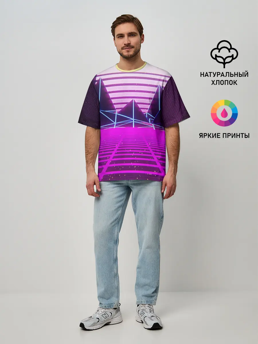 Мужская футболка оверсайз / Synthwave