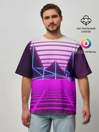 Мужская футболка оверсайз / Synthwave