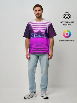 Мужская футболка оверсайз / Synthwave