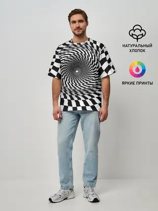 Мужская футболка оверсайз / Оптические квадраты