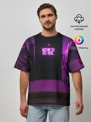 Мужская футболка оверсайз / Неоновый стиль