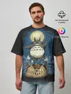 Мужская футболка оверсайз / My Neighbor Totoro кот и заяц